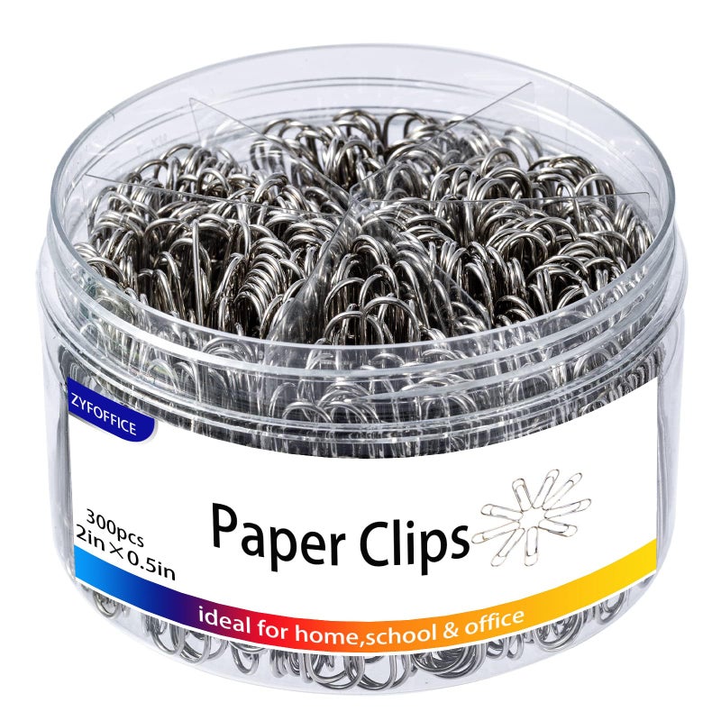 ZYFOFFICE Colored Jumbo Paper Clips  300pcs 2 Inch (50 mm) Paper Clip Paperclips Colorful Clips for Paperwork Ideal for Home  School and Office Use Colored - Image 1